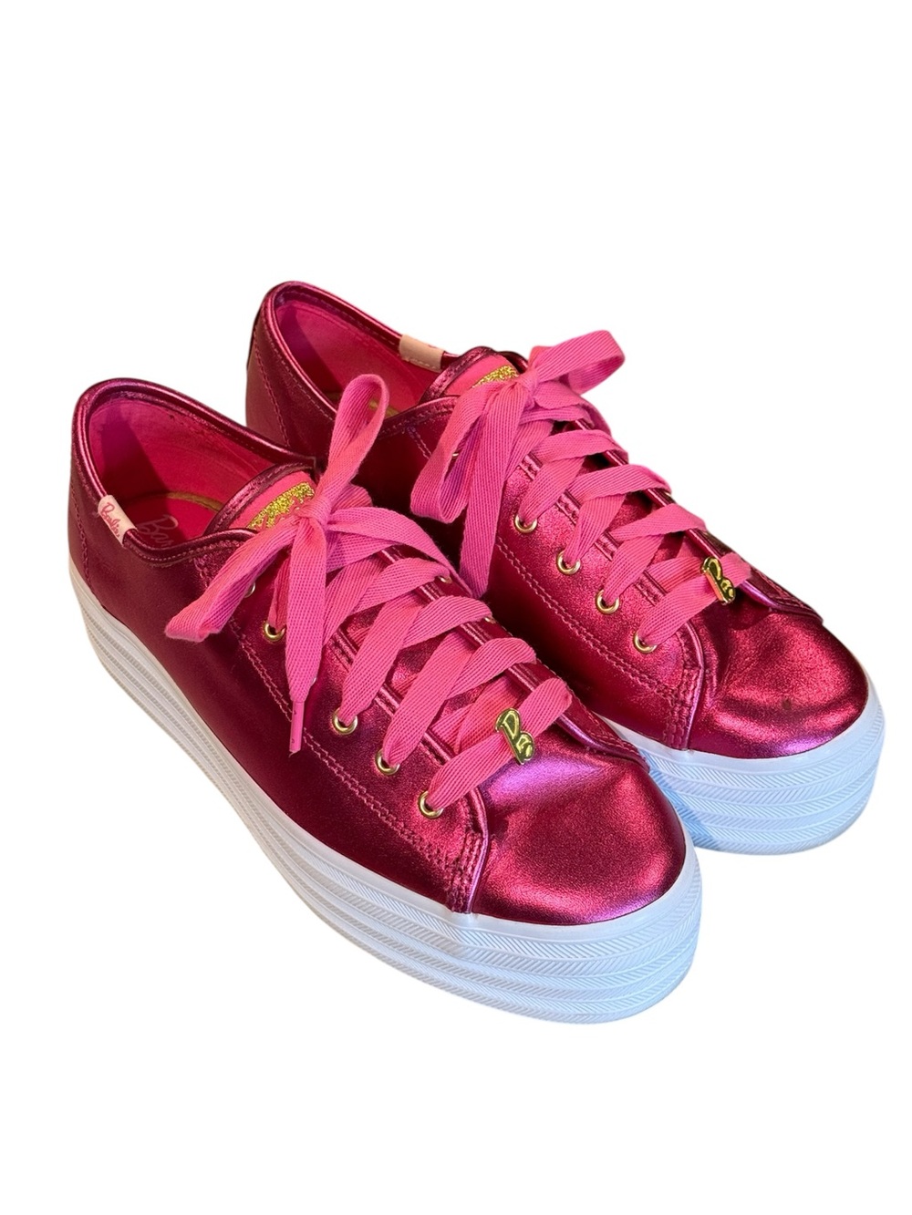 Keds x Barbie Women’s Triple Up Pink Metallic Leather platform sneakers